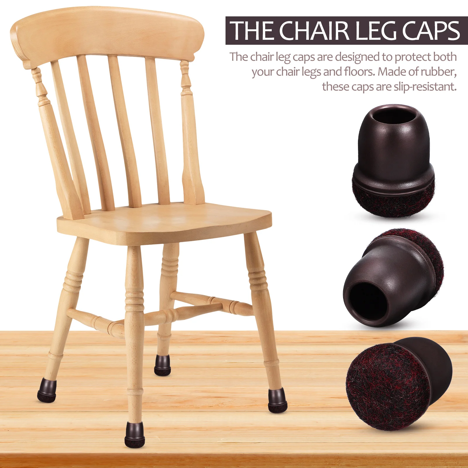 

16Pcs Chair Leg Caps Rubber Floor Protectors Round Chair Feet Covers Noise Reduction Furniture Pads Hardwood Floors Office Home