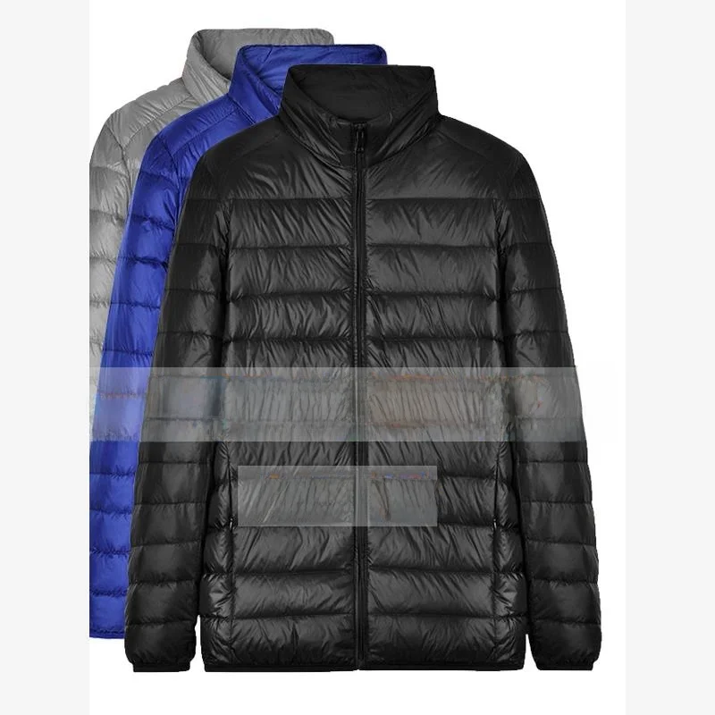 

Легкое шелковое хлопковое мужское пальто 2024, осень-зима, новое ультралегкое хлопковое пальто большого размера с воротником-стойкой и капюшоном