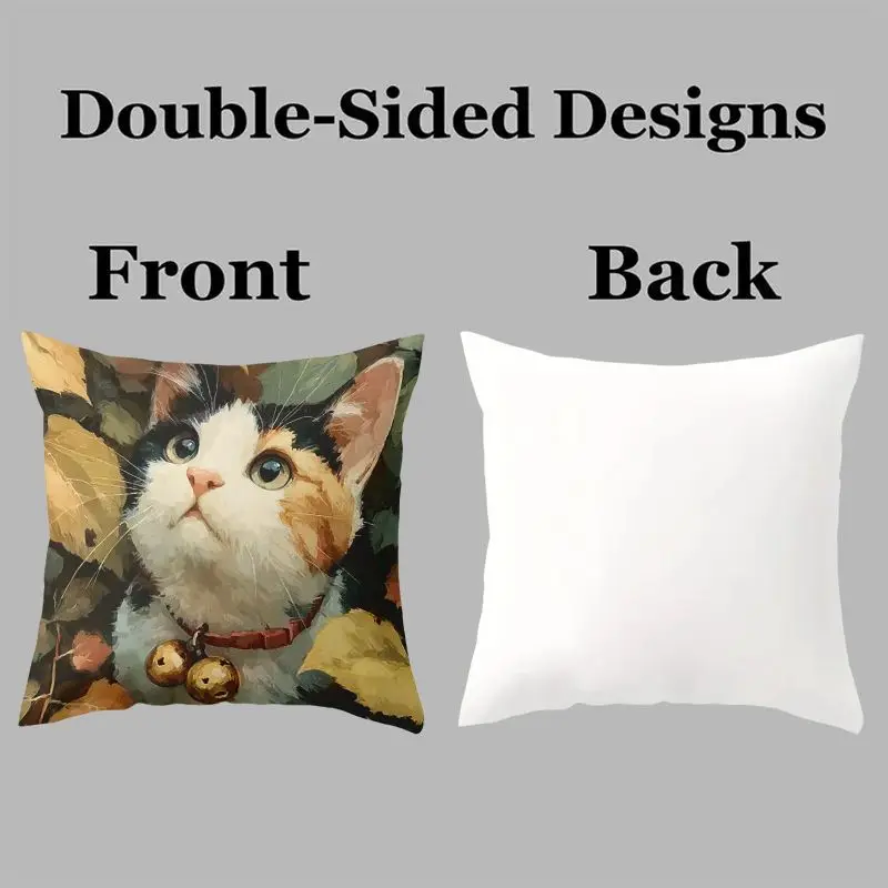 4pcs Autumn Cat Pillow Covers Cushion Case Set Throw Pillow Square 45x45cm Cute Pet Lover Kitten Home Decor Gift