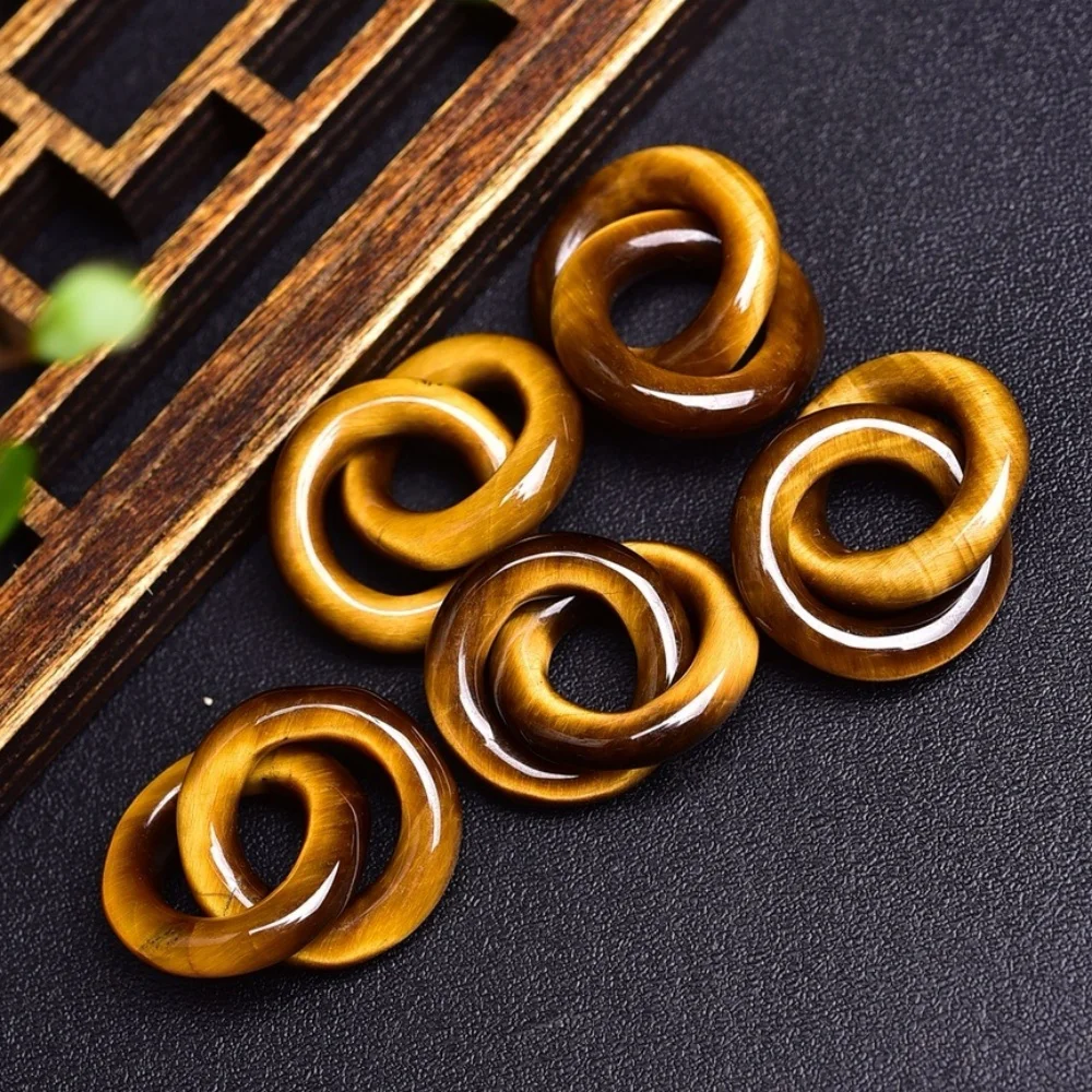 2PCS Natural Golden Tiger Eye Stone Carving Pendant Crystal Carving Children Cute Jewelry Healing Holiday Gift 19MM