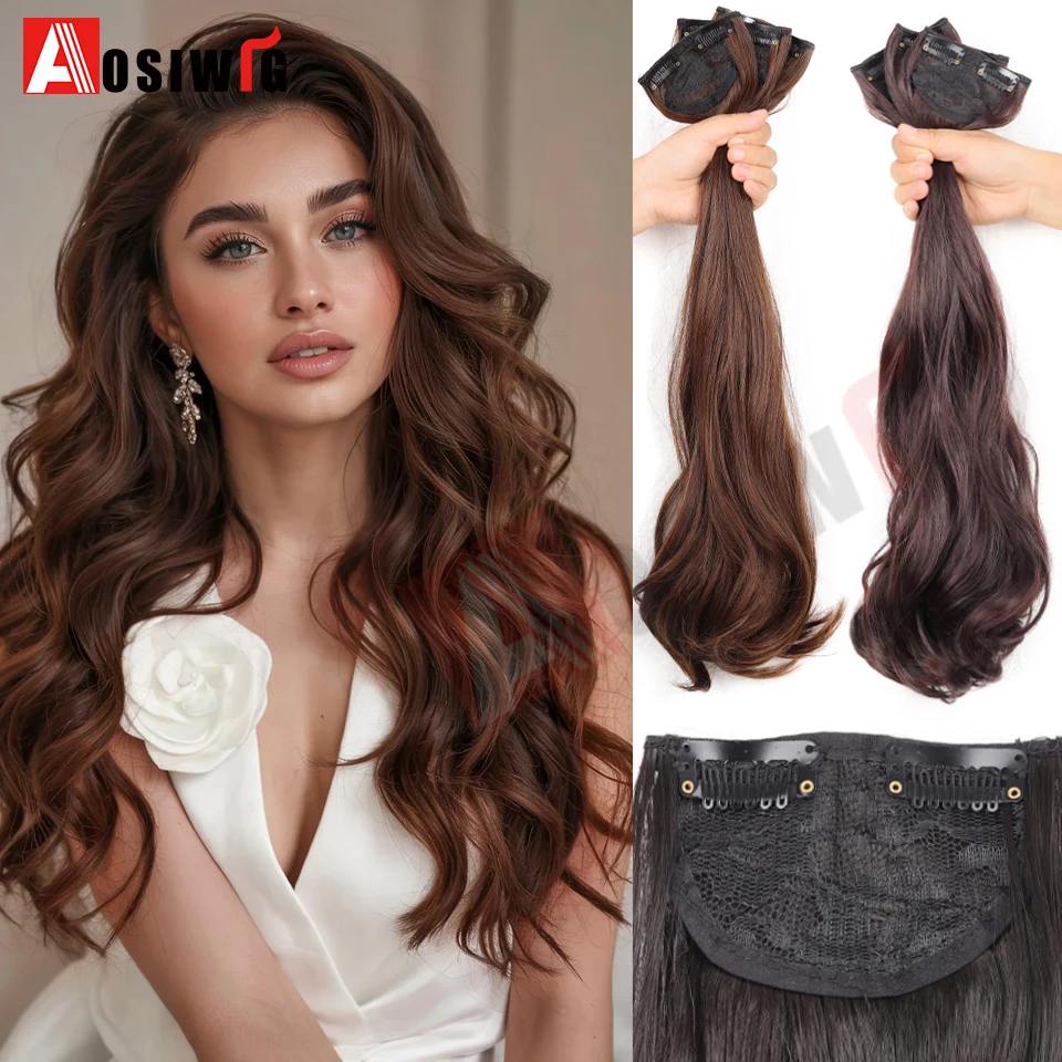 

20/24 дюйма синтетические 3 шт./компл. клипсы для наращивания волос длинные волнистые толстые шиньоны для женщин на всю голову накладные волосы