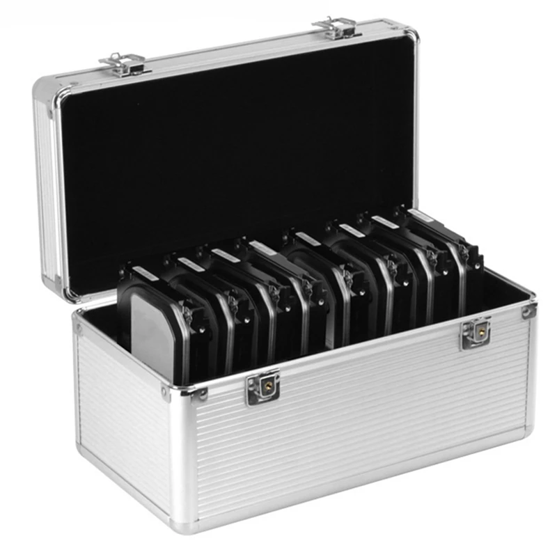 AT14 Aluminum And Eva Hard Drive Protective Case 8X3.5 Inch And 6X2.5 Inch Slots For Hard Drive Classification And Storage