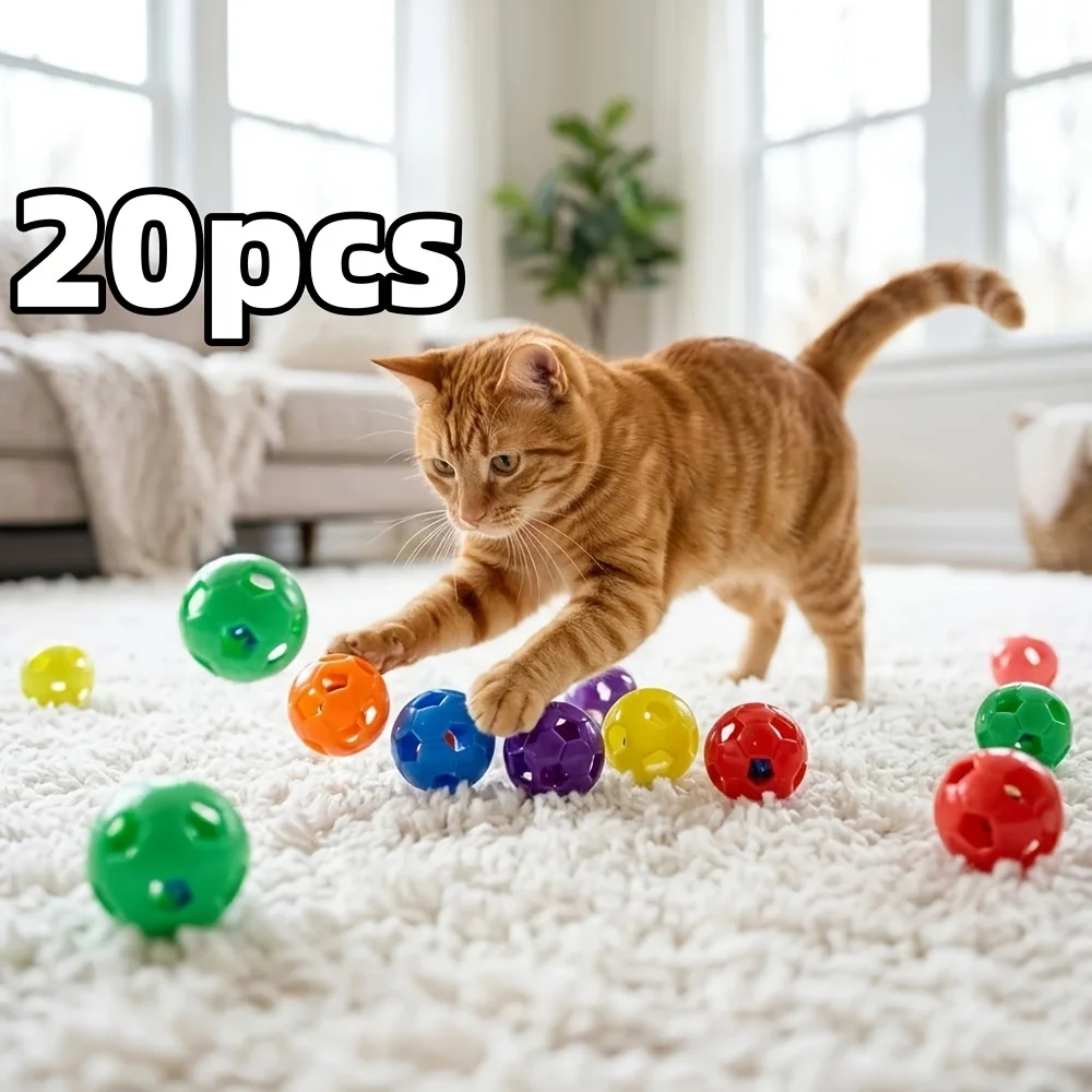 20pcs  Cat Openwork Bell Soccer Toy: Interactive, Sound-Making Ball to Keep Your Cat Entertained—The Perfect Indoor Cat Toy