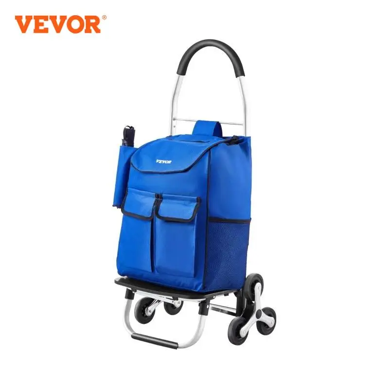 VEVOR 36L Folding Shopping Cart Stair Climbing Handcart with 6 Wheels & Oxford Cloth Bag Hand Truck for Grocery Laundry Storage