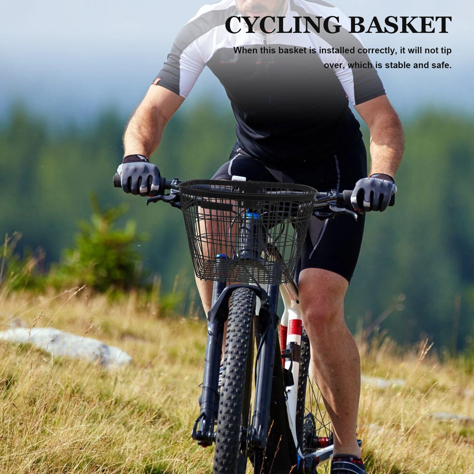 

Bicycle Basket 52 Bars Front Rear Bike Baskets Black Stand Accessories Sturdy Durable Outdoor Storage Decorative Effect Unique