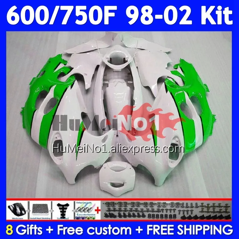 Kit For SUZUKI KATANA GSXF 750 600 GSXF750 White green 114No.97 GSXF600 98 99 00 01 02 GSX750F 1998 1999 2000 2001 2002 Fairing