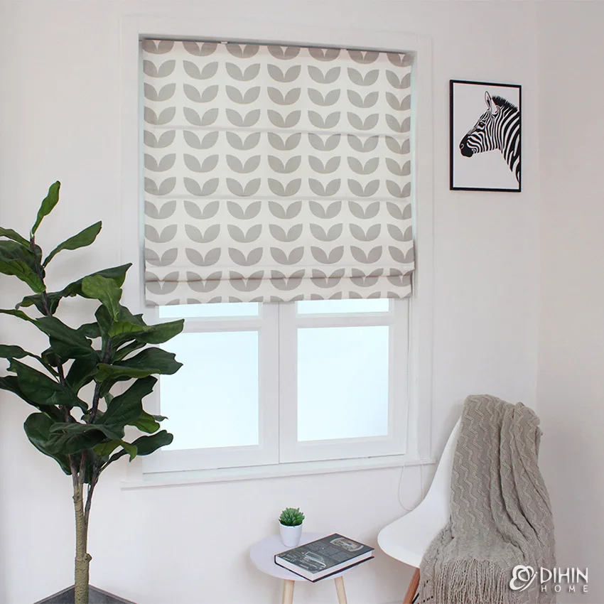 

Modern Geometric Printing Custom Made Roman Shades Window Drapes For Living Room Included Mechanism