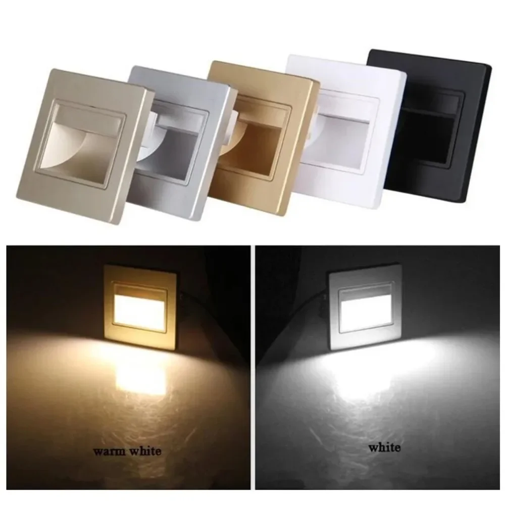 95x95mm Modern Recessed Led Stair Light 1.5W Night Foot Light Wall Sconce Lamp For Step Ladder Corridor Hallway Pathway Lighting
