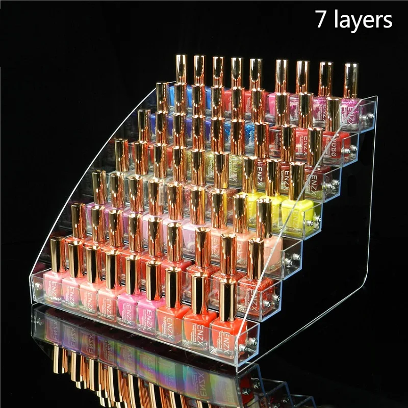 5/6/7 Layers Acrylic Nail Polish Display Organizer Shelf Clear Cosmetic Display Rack Holder Frame Jewelry Stand Storage Box