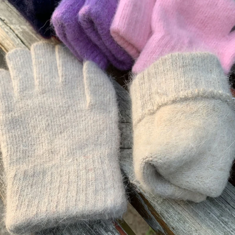 Guantes de punto suave para mujer, manoplas de Cachemira sólida de alta elasticidad, Multicolor, a prueba de viento, Invierno