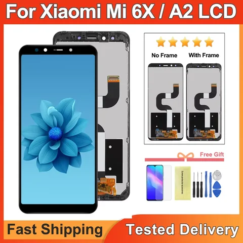 5.99" For Xiaomi Mi A2 LCD Display Touch Screen with Frame Digitizer For Xiaomi Mi 6X Mi6x M1804D2SG LCD Display Replace
