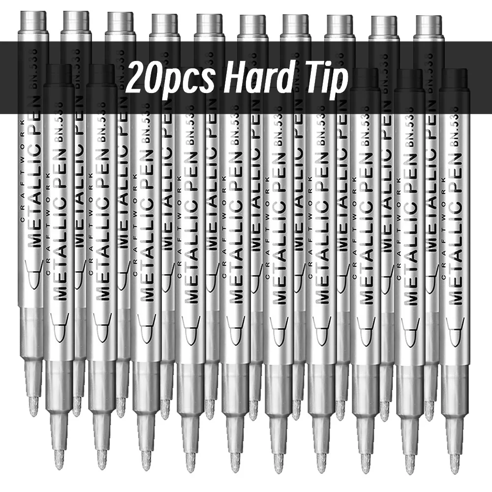 20 stks Borstel Metallic Verf Marker Pennen Goud Zilver Kleur Permanente Art Marker Voor Manga Ambachten Scrapbooking Briefpapier Leveringen
