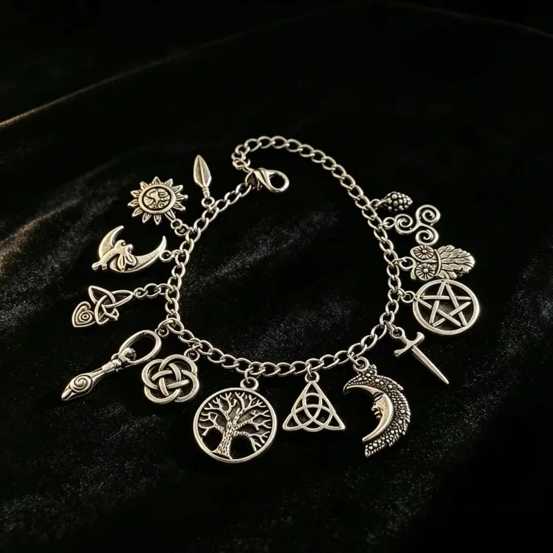 Restore Ancient Tree Of Life Charm Bracelet Pentagram Celtic Knot & Moon Charms Witchy Occult Jewelry Gift For Women