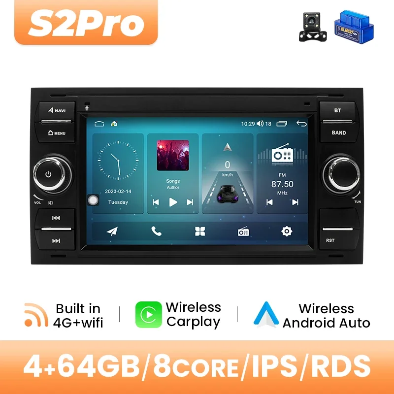 Android 14 Autoradio Multimedia Voor Ford Focus 2 Ford Fiesta Mondeo 4 C-max S-Max Fusion Transit Kuga Draadloze Carplay Auto DSP