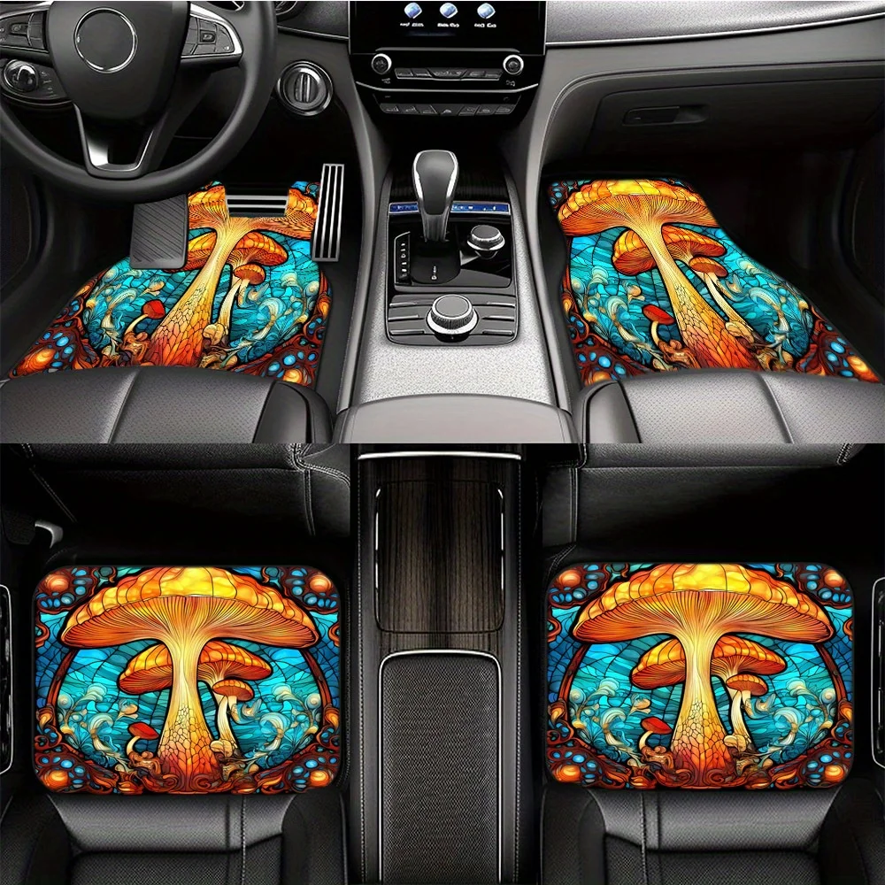 Mushroom Cloud Pattern Yellow Mushroom Car Carpet Front And Rear Seat Mat Non-Slip Decorative Anti-Fouling Thickening Machine Wa