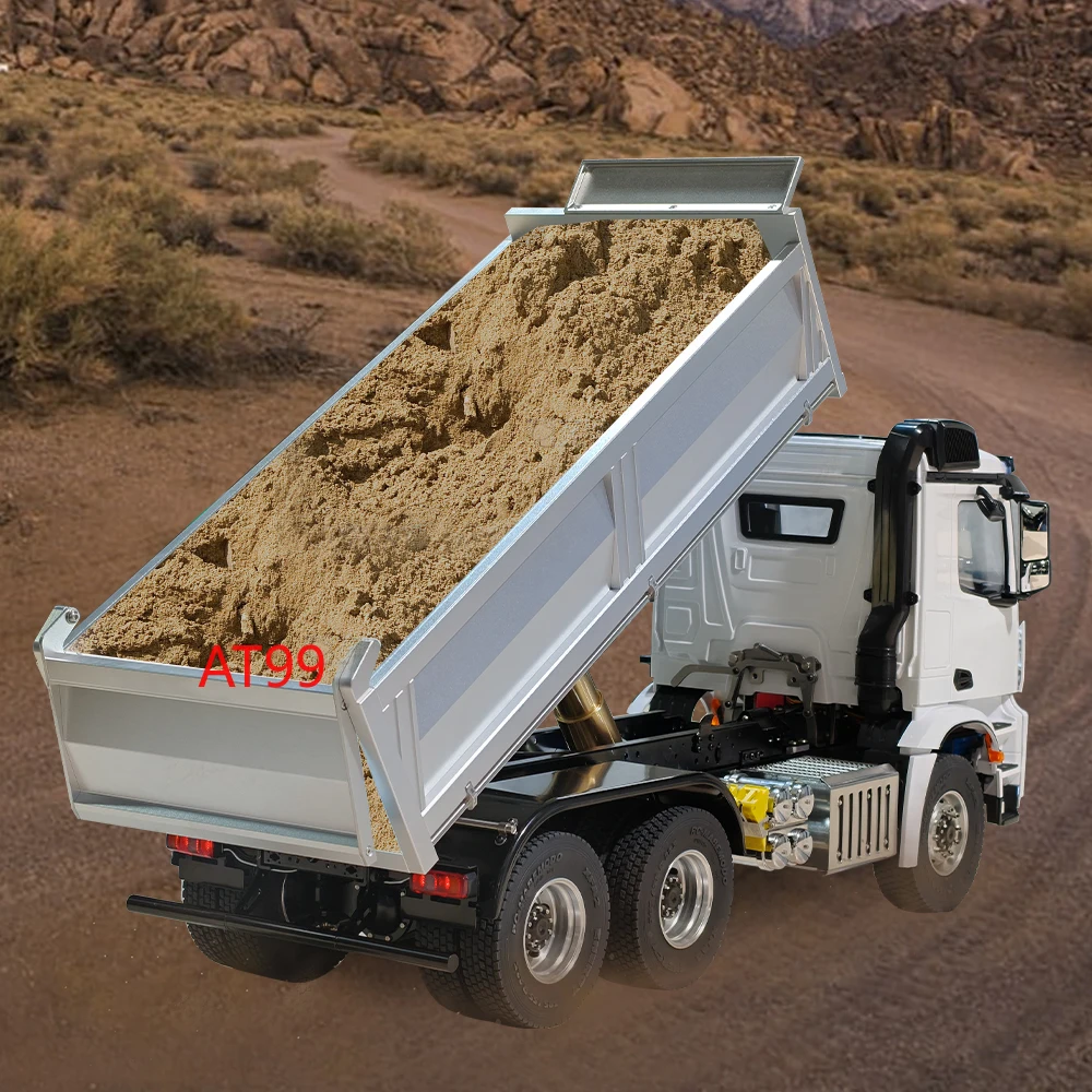 1/14 RC Dump Truck 3348 Hydraulic 6x6 Metal Chassis RC Truck Model Toy Light Sound Servo 2 Speed Remote Control Car Model