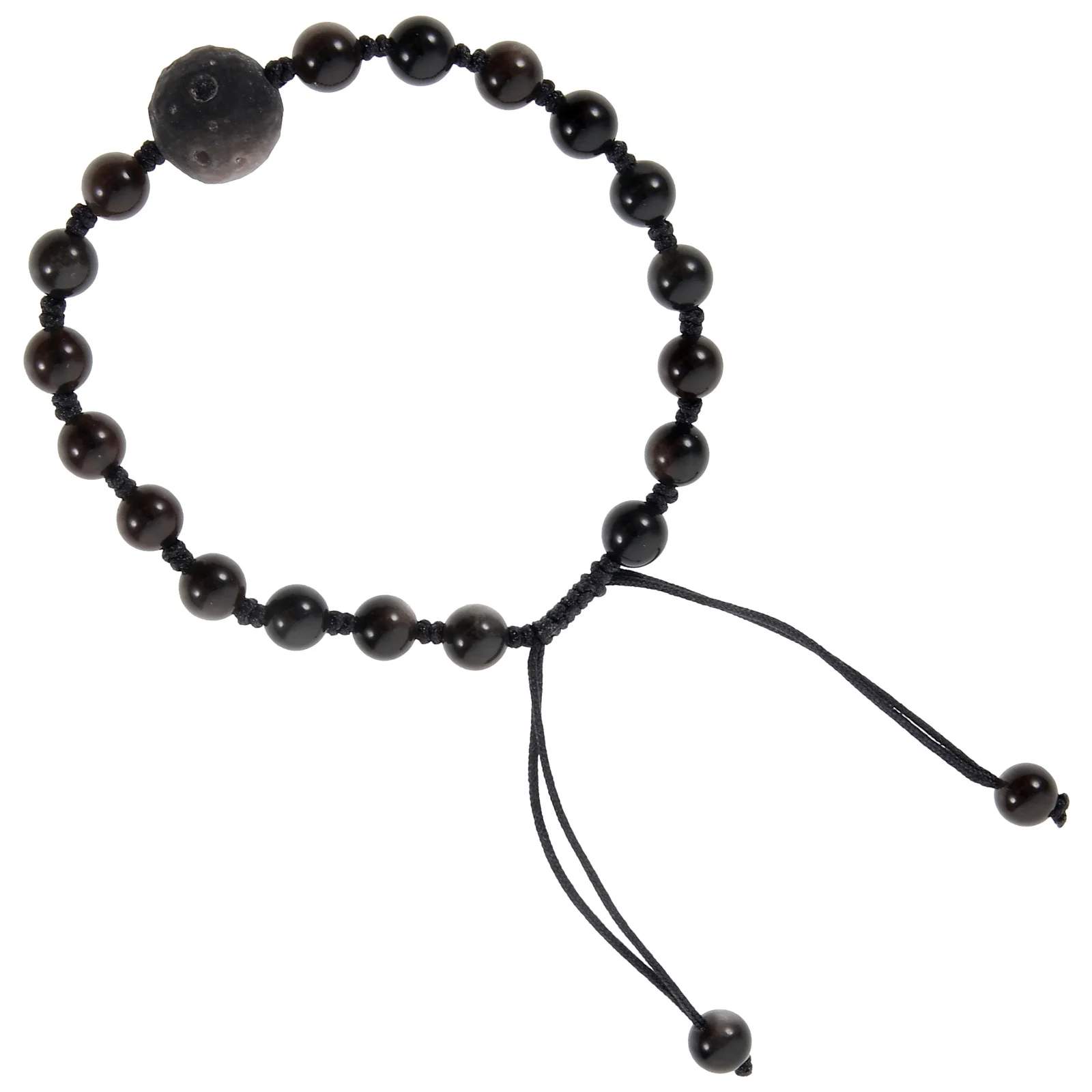 

Obsidian Stone Beaded Bracelet Adjustable Natural Stone Jewelry Safe to Wear for Men and Women Gifts Beaded Bracelet