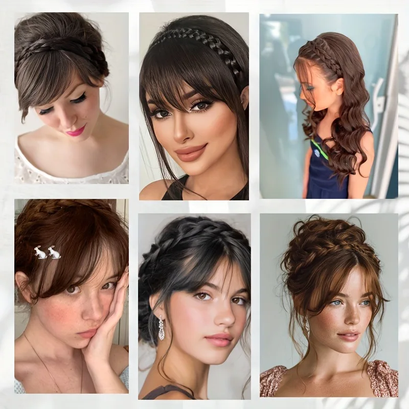 Stilvolles Retro Geflochtenes Perücken-Stirnband für Frauen Multifunktionales Niedliches Haarband Schönheits-Accessoire Geschenk – Detail 5
