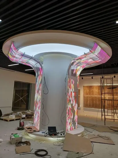 Custom Waterproof LED DisplayFlexible Curved Transparent Screen P3.91-7.81 Indoor Transparent Flexible Display