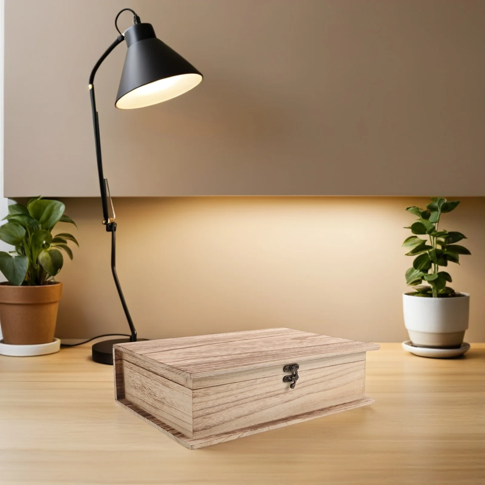 

2Pcs Wooden Bible Shaped Keepsake Box Flip Lid Jewelry Trinket Storage Organizer Decorative Book Storage Case for Cards and