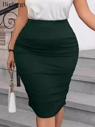 Plus Size Wysoka talia Letnie spódnice midi Kobiety Slim Bodycon Seksowne modne spódnice damskie Koreański styl Biuro Kobieta Spódnice