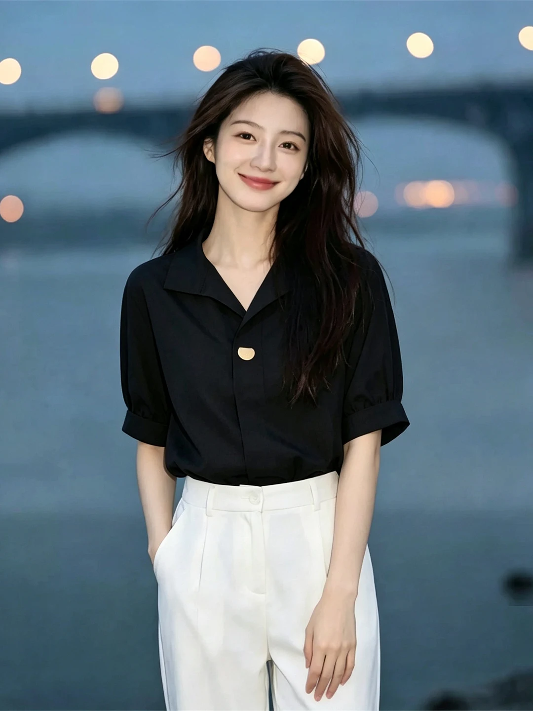Summer 2026 Slim Fit Short Sleeve Shirt Commute Style Elegant Quality Korean Version Straight Tube Top Quality Silk Women's C...