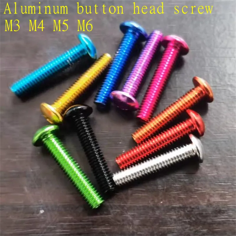 10 pz iso7380 Vite a testa bombata in alluminio M3 M4 M5 M6 * 5/6/8/10/12/16/20/25 Vite a testa tonda con esagono incassato in alluminio colorato