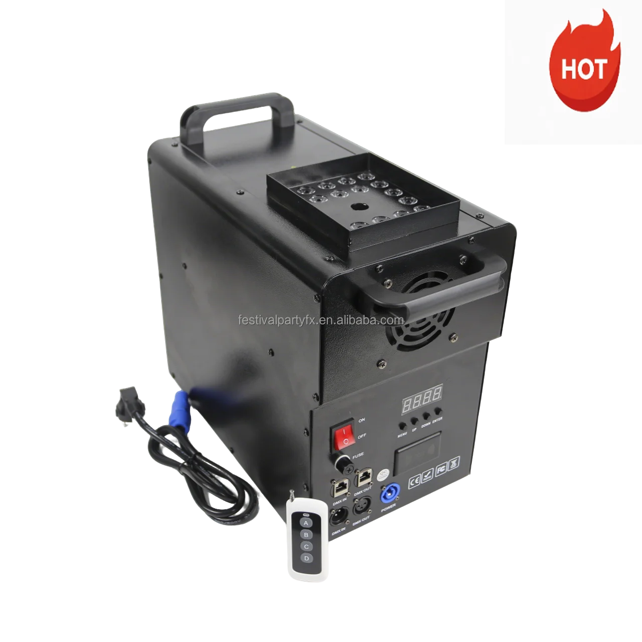 

Wedding Dj Factory 1500W RGB 24 LED Fog Machine Metal 8CH DMX Halloween Christmas Party Stop Immediately Function