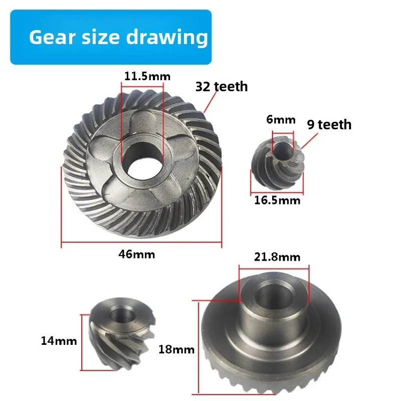 Bevel Gear Set for FF03-100A 6-100 6600 6700 Angle Grinder, 32/9 Teeth Spiral Gear Replacement Accessory