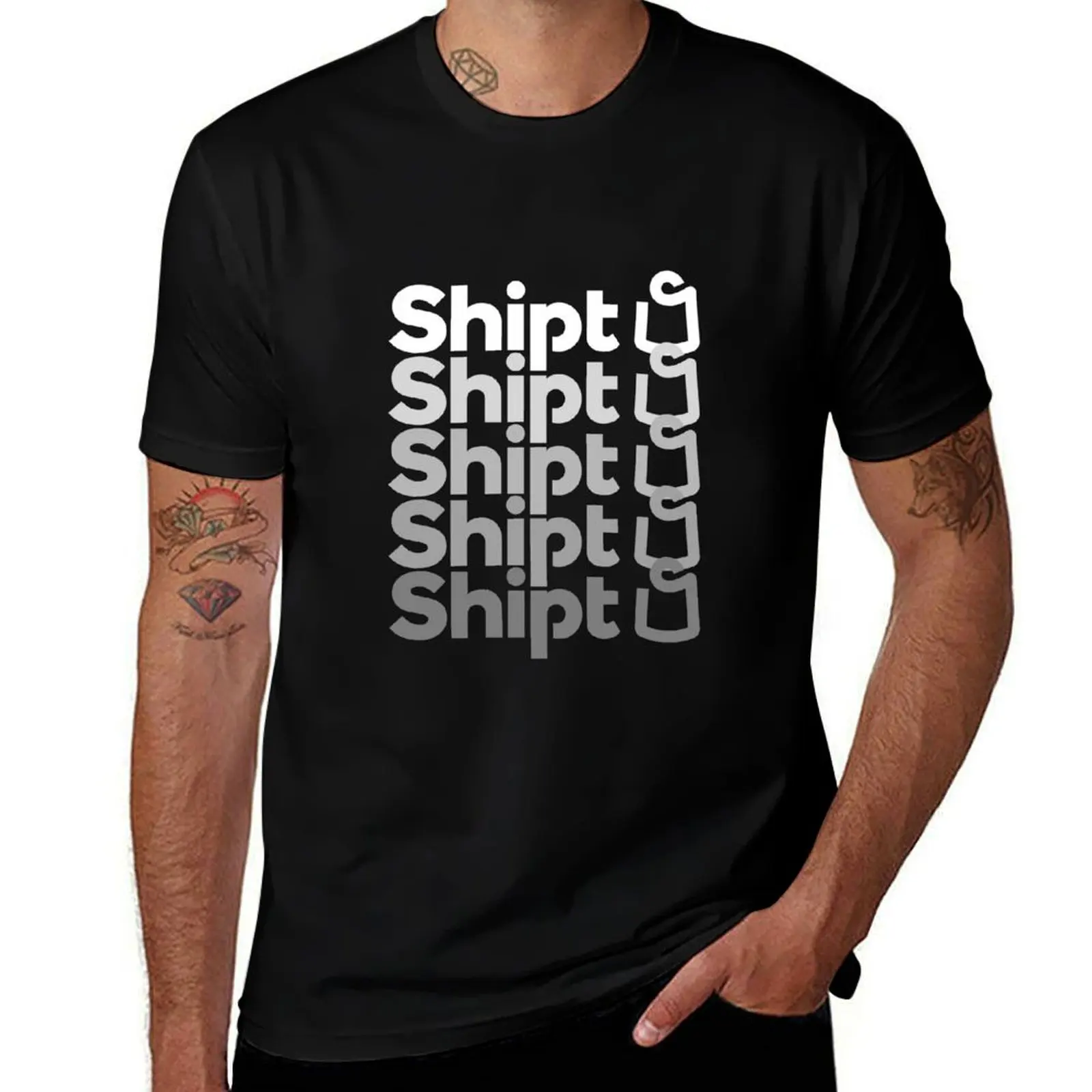 

Shipt Greyscale T-Shirt customs design your own man clothes cotton graphic tees big and tall t shirts for men