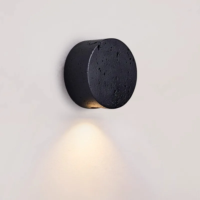 

Черный травертин светодиодный настенный светильник итальянский минималистский фон для гостиной настенный проход спальня натуральный камень ваби-саби настенный светильник