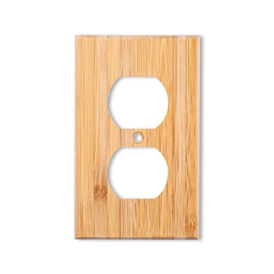 

Solid Wood Double hole Outlet Light Switch Plate 4.5" X 2.76" Bamboo Light Switch Cover Quality Raw Wooden Decorative Bedroom K