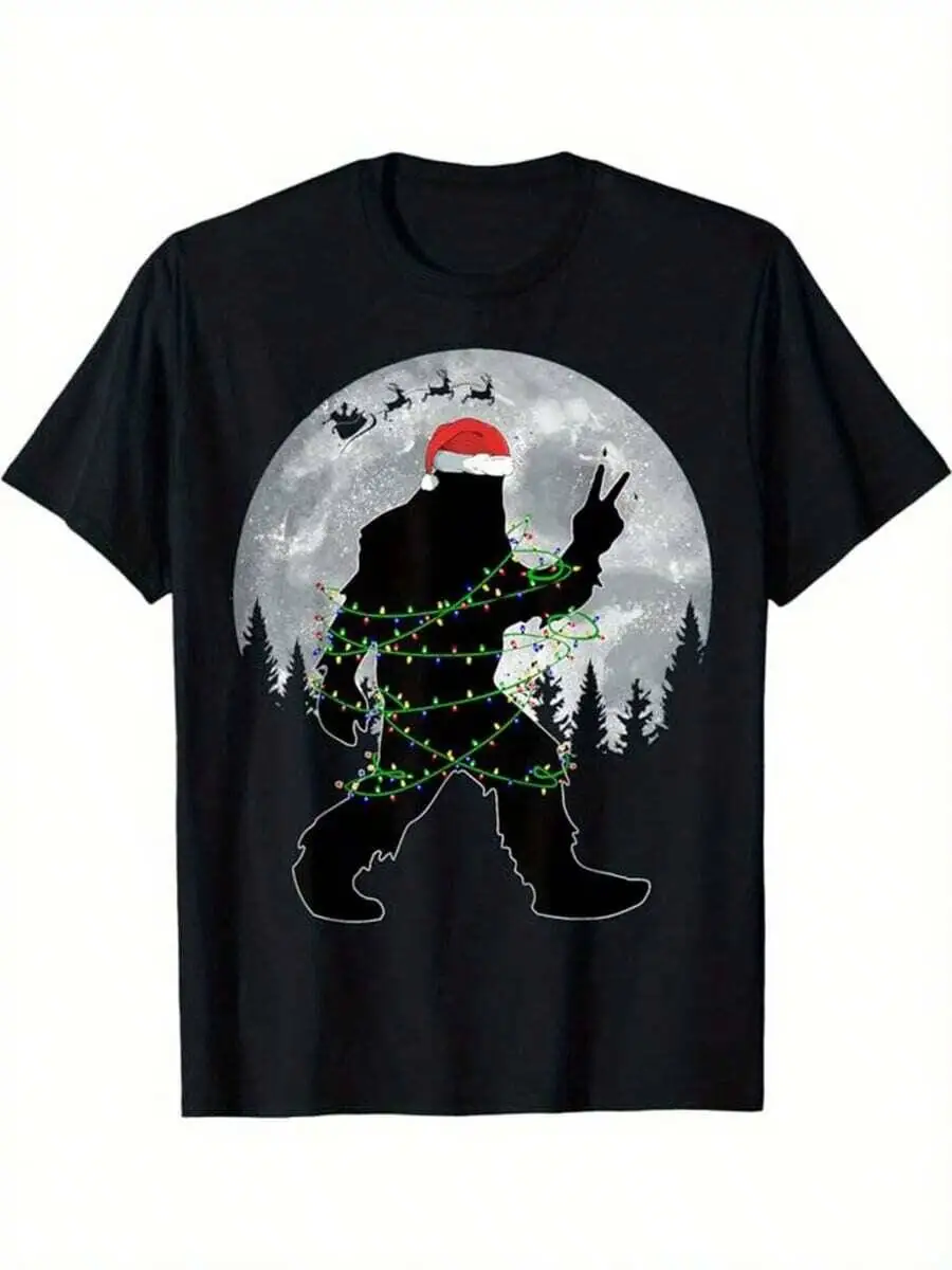Humorous Pattern Printed Top Men's Comfortable Skin Friendly 100% Cotton Trendy Y2K Short-Sleeve Tee-Soft, Quick-Drying, Moisture-Wicking; Ideal for Sports or Casual Wear; Great Gift for Christmas or Halloween