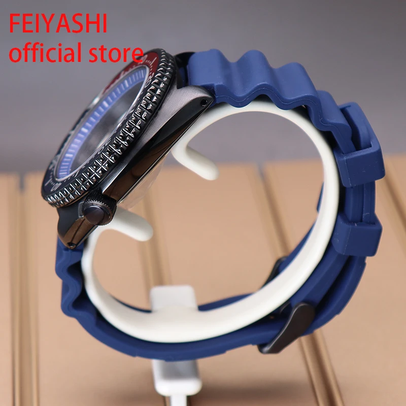 45mm Black Tuna Watch Cases Silicone Wristband Watchband For Seiko skx007 skx013 nh36 nh35 Movement 28.5mm Dial Sapphire Glass