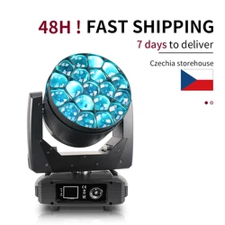 Luz LED dmx movingheads 4 en 1, foco de haz de ojo de abeja, 19x25w, rgbw, zoom de lavado, cabeza móvil, club, concierto, bar