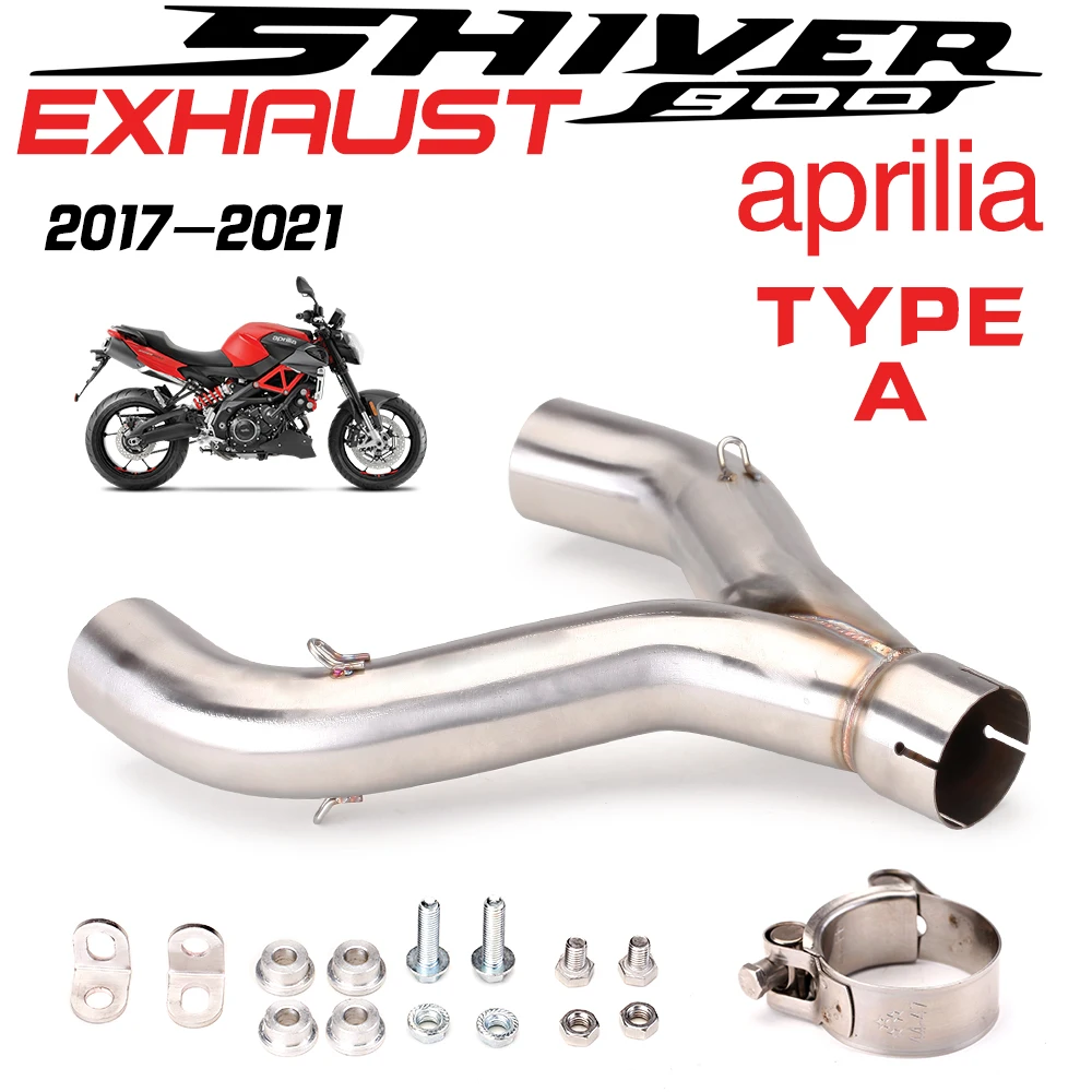 Motorcycle exhaust modified mid-section slip-on double-outlet middle link pipe suitable for Aprilia Shiver 900 2017-2021