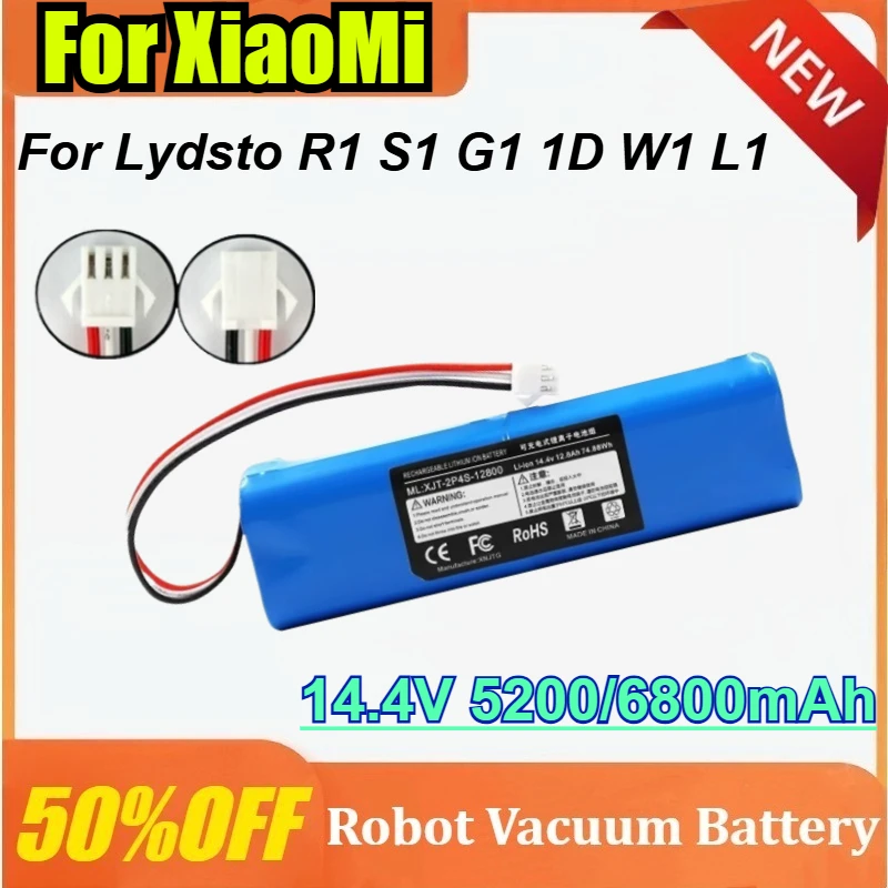 

14.4V 5600/6800mAh For XiaoMi Lydsto R1 S1 G1 1D W1 L1 Rechargeable Li-ion Battery Robot Vacuum Cleaner Battery