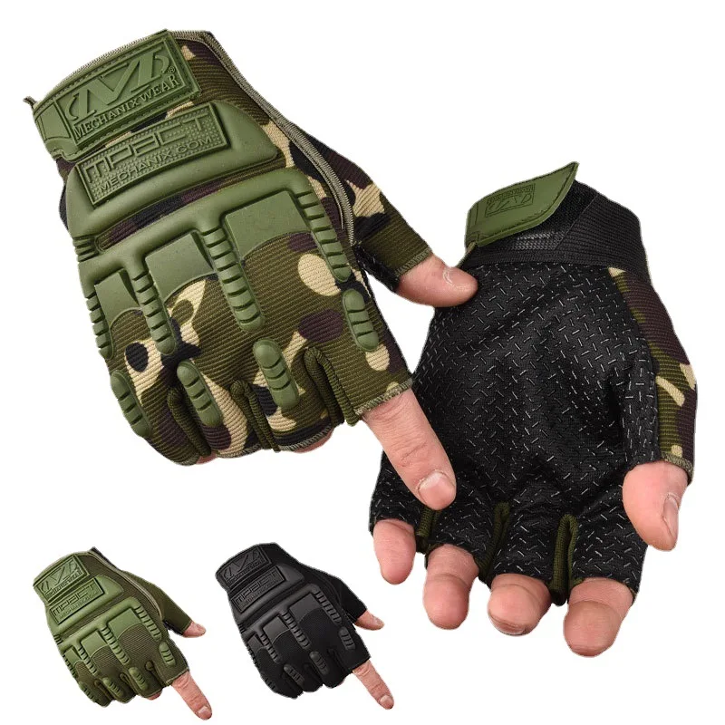 1Pair Summer Fingerless Tactical Gloves Military Men Women Knuckles Protective Gear Hand Driving Climbing Cycling Bicycle Riding