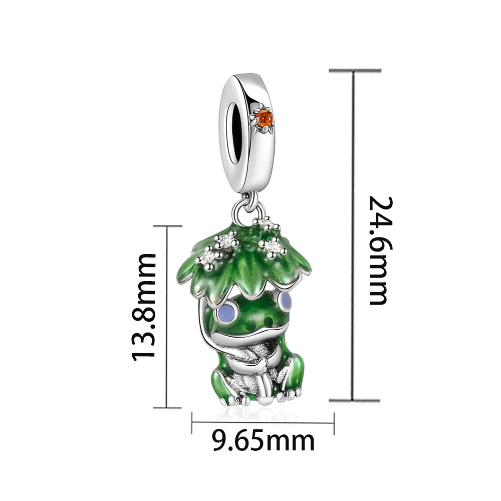 Pan Charms Original Green Rain Frog Dangle Charm Bracelet Pendant Jewelry