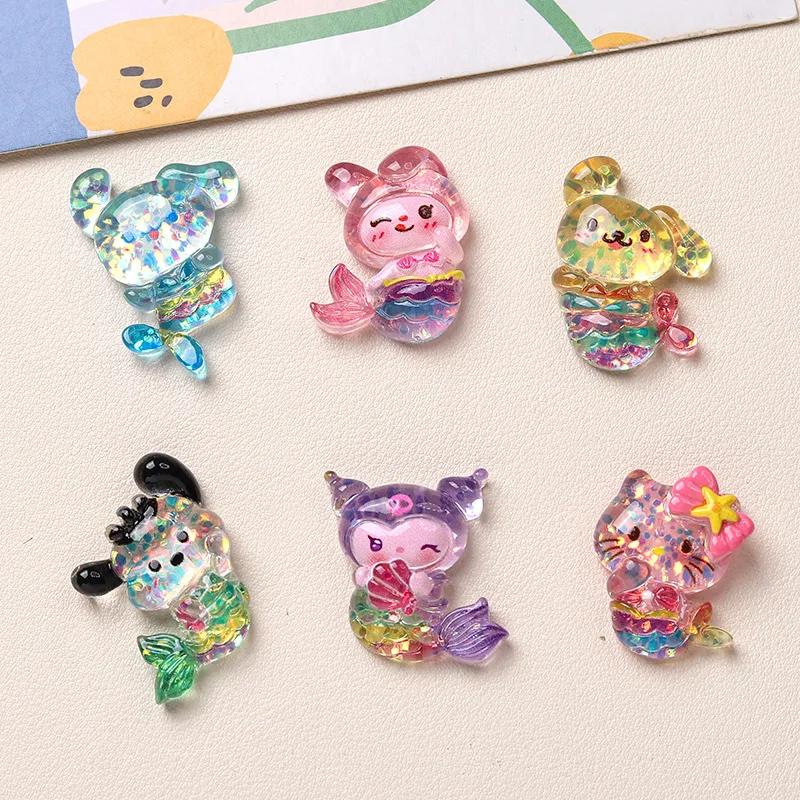 

100pcs Kawaii Flatback Resin Cartoon Sanrio Kulomi Melody Series DIY for Scrapbook Phone Case Headwear Earrings Decor