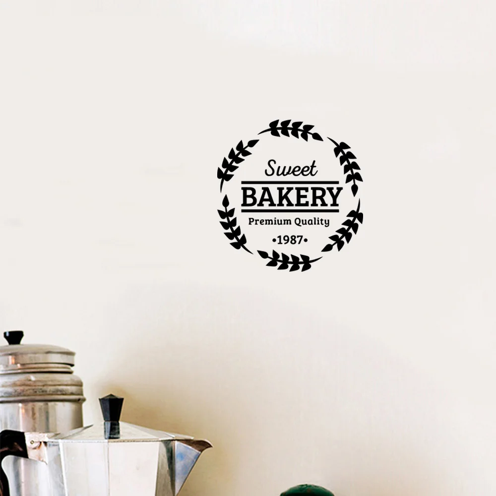 

1 pc sweet bakery decor with circle leaves Wall Sticker Self Adhesive Vinyl Waterproof Wall Art Decal for kitchen Wall Art Decal