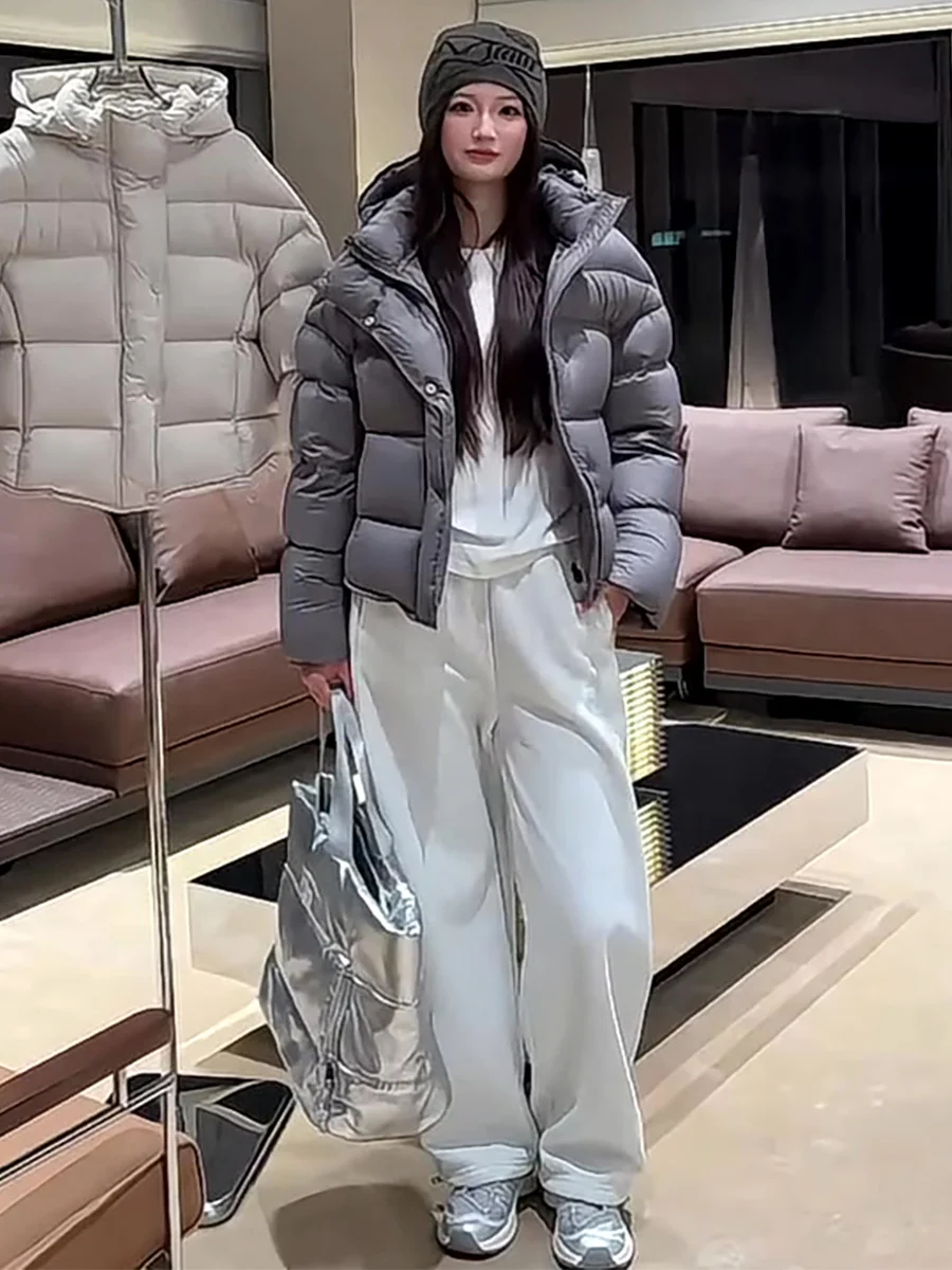 Azul Thiened ort down Jaet Mujer Invierno Casual Sle Suelto Blanco Du Feather Ropa de abrigo cálida con capucha Diseño a prueba de viento