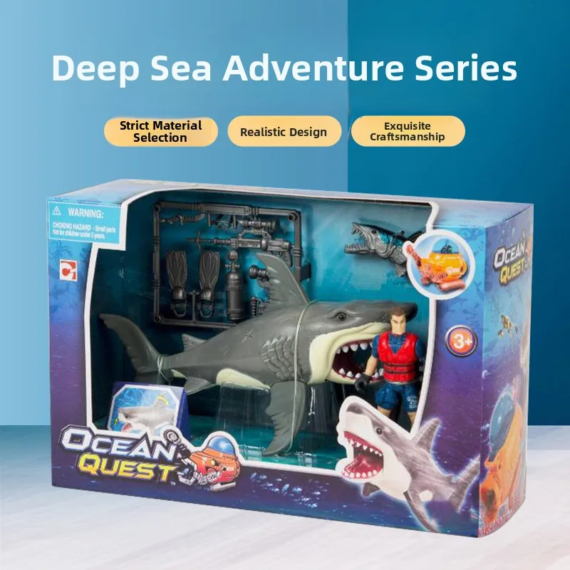 Deep Sea Exploration Great White Shark Decoration Educational Toy Children's Intelligence Development Ocean Animal Model Gift