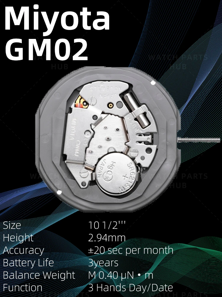 New Genuine Miyota GM02 Watch Movement Citizen Original Quartz Mouvement GM00 Automatic Movement 3 Hands watch parts