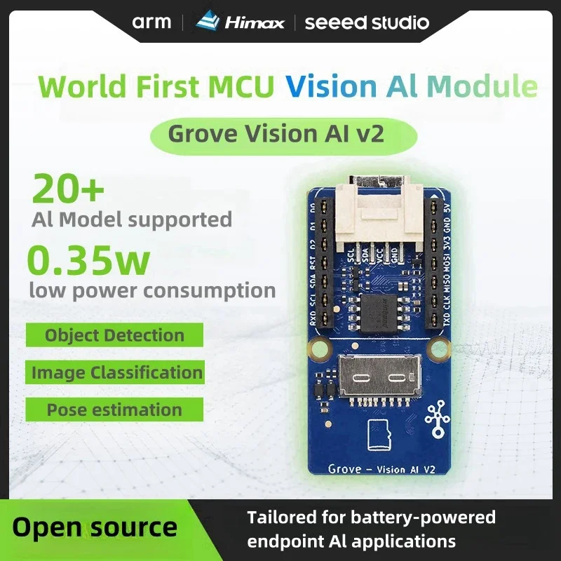 مجموعة Grove Vision AI v2 - Arm Cortex-M55 & Ethos-U55، مدعومة TensorFlow وPyTorch، Arduino، Raspberry Pi، xiao ESP32C3