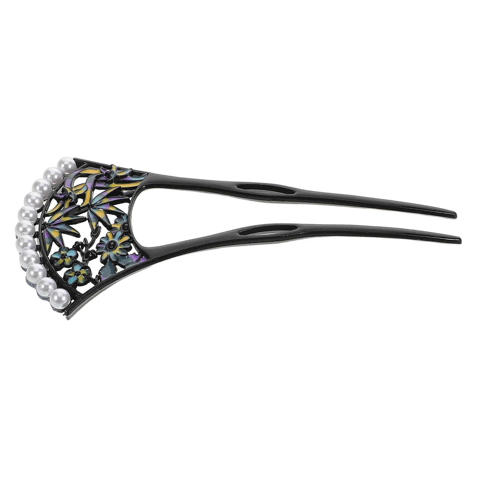 

Classical Hairpin Hollow Fan Shaped Pearl U Shaped Metal Resin Chinese Style Hair Accessories Women Chignon Hair Pin