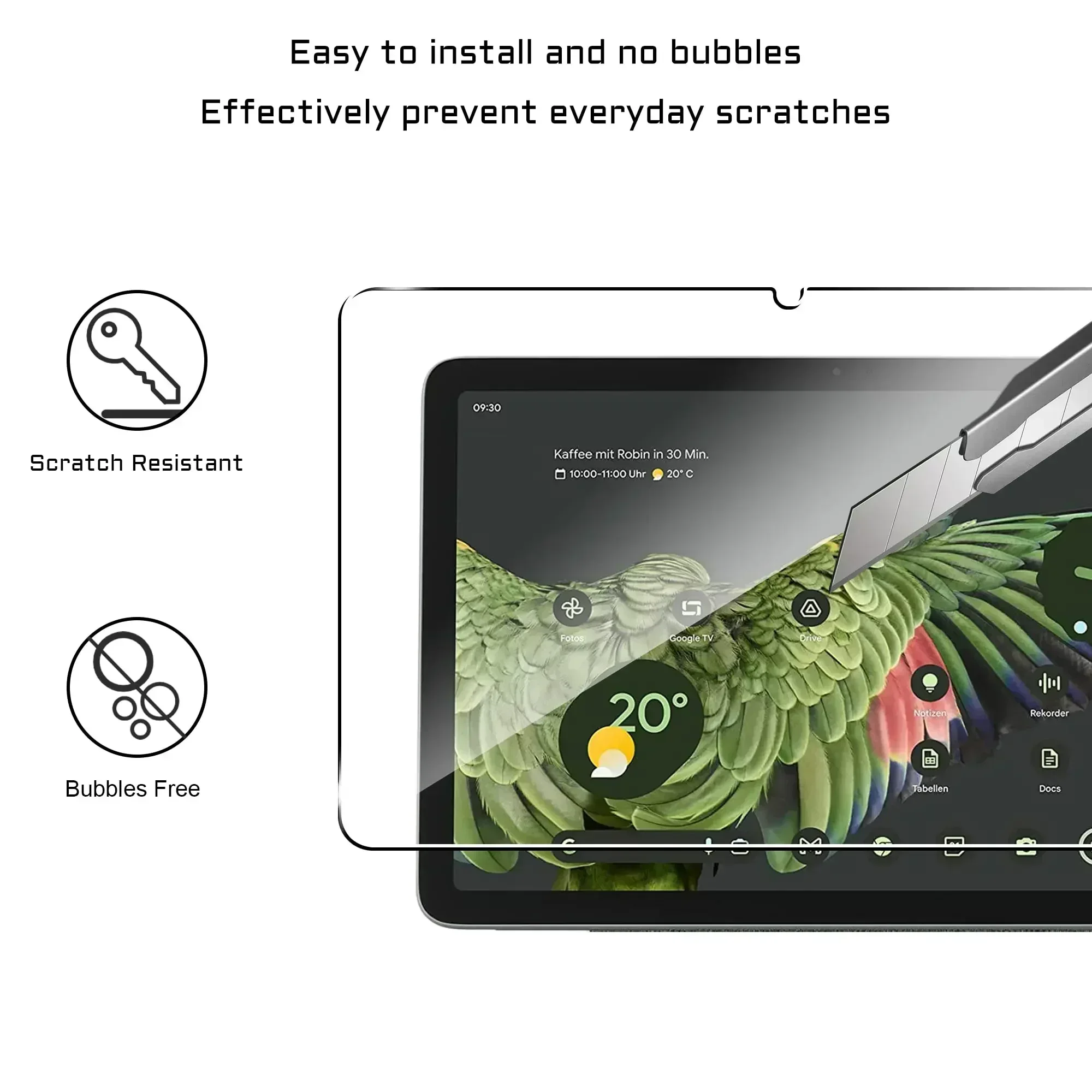 Protector de pantalla para tableta Google Pixel 2023 (10,95 pulgadas) HD 9H, película de vidrio templado antiexplosión y antiarañazos para Google Pixe