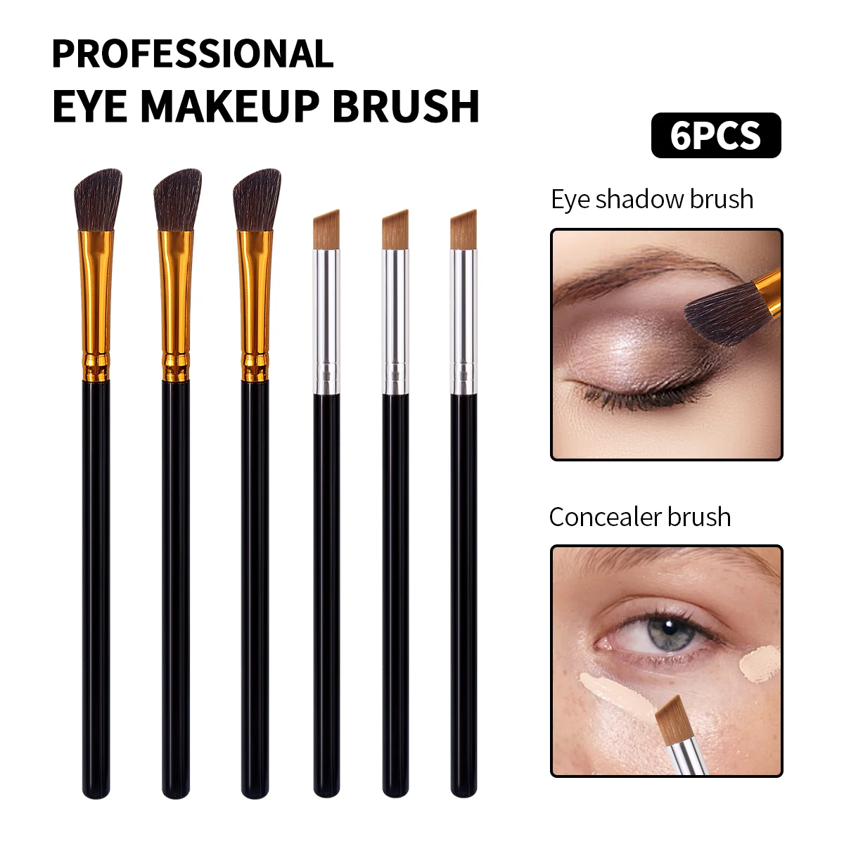 6Pcs Professional Eye Makeup Brush Set,for Eyeshadow ,Concealer,Precision Cosmetic Beauty Tools for Eye Makeup