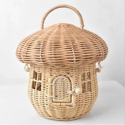 Borsa a cesto di funghi in Rattan di moda borse da donna tessute in vimini di design borsa di paglia da spiaggia estiva adorabile borse per le vacanze di Bali