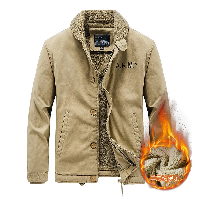 

Autumn And Winter New Lamb Wool Deck Jacket Thickened Fur Collar Fleece Tooling Jacket Cotton Clothing Lamb Wool Cotton Coat